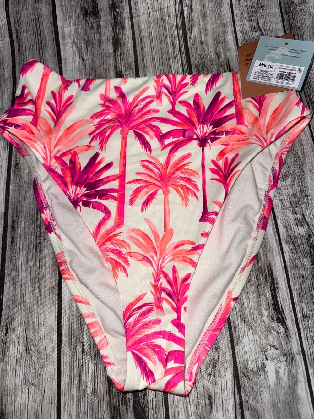 Women’s Swim Bikini Bottoms - Pink Palm Print